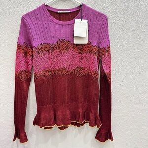 Marco De Vincenzo Womens Size 4 Red Purple Blouse Top Sweater Elegant